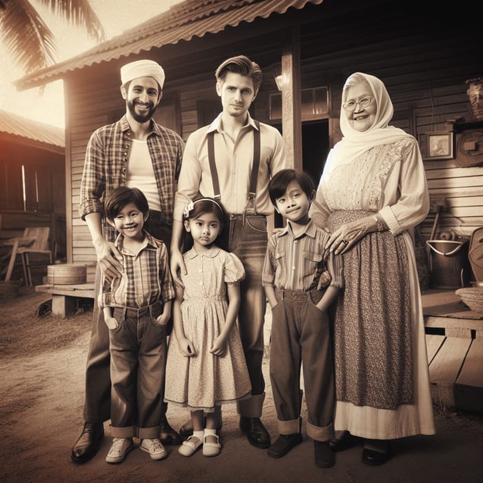 Vintage Family Portrait in 1950s Style