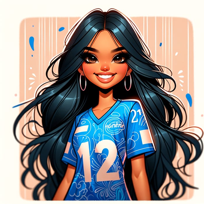 Cartoon Model in Vibrant Jersey | Fashion & Sports