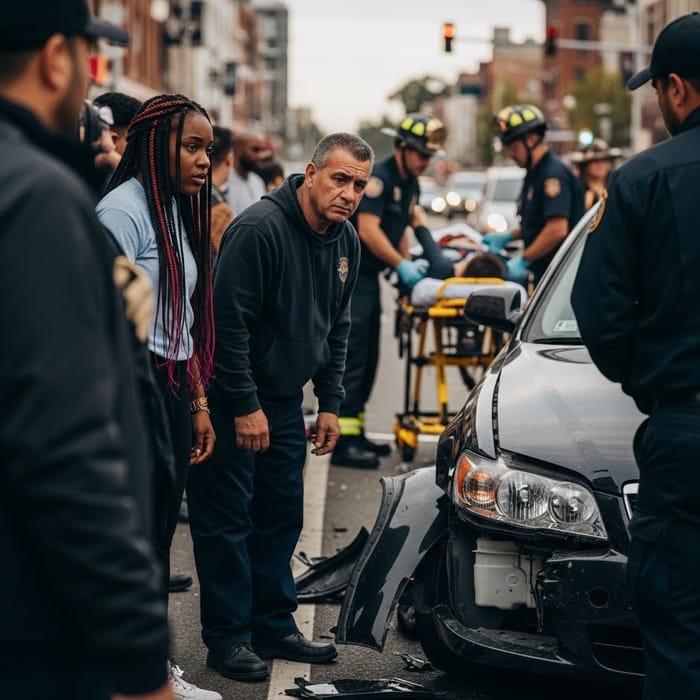 Crowd at Car Accident Scene: News Coverage