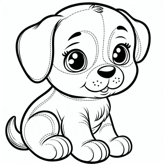 Adorable Puppy Pencil Sketch for Coloring Book | Draw with Expressive Eyes and Clear Lines