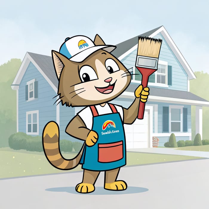 Unique Cat Mascot for Your Home Painting Needs