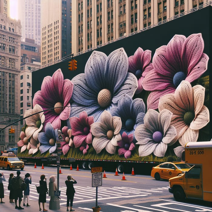 Majestic Knitted Flowers Adorning New York Streets