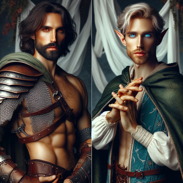 Romantic Fantasy Dungeons and Dragons Male Characters Embrace