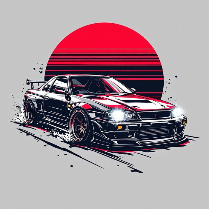 JDM Car T-Shirt Design with Japanese Themes