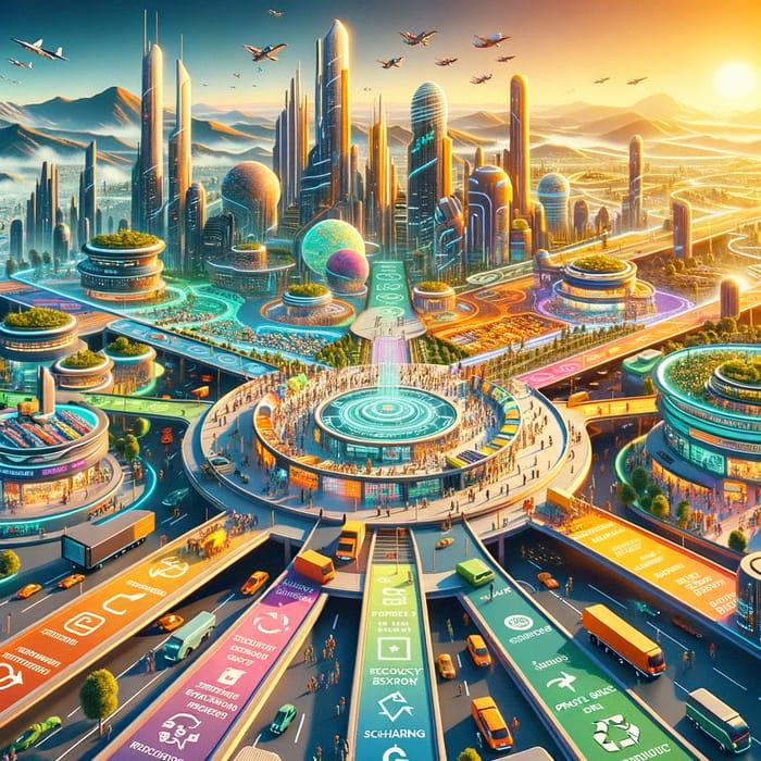 Futuristic Circular Cityscape: Eco-Efficient Utopia