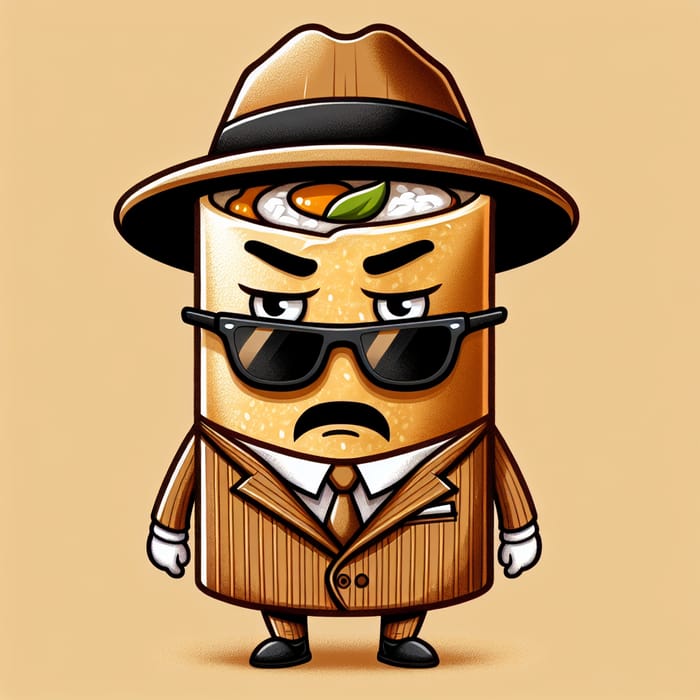 Spring Roll Mafia Mobster Cartoon Character