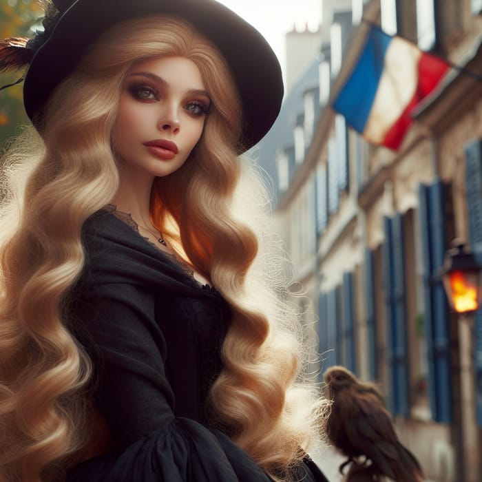 French Sorceress with Long Blonde Hair - Magical Aura