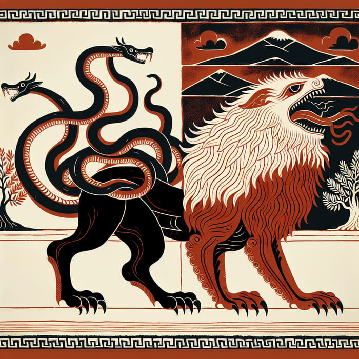 Greek Mythology - Lion-Goat-Serpent Hybrid Depiction