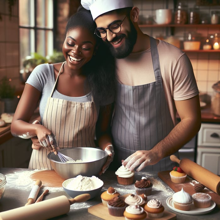 Romantic Cake Baking Couple