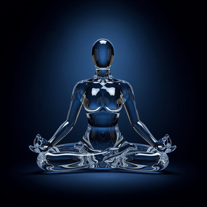 Glass Yoga Symbol in Lotus Pose