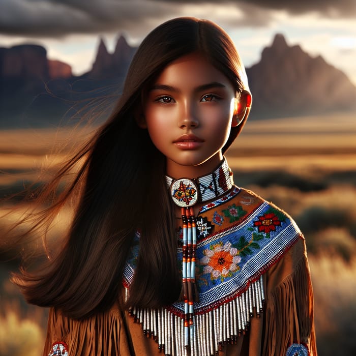 Native American Girl in Traditional Attire | Cultural Beauty