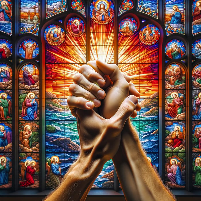 Prayer Hands Church Stained Glass Artwork