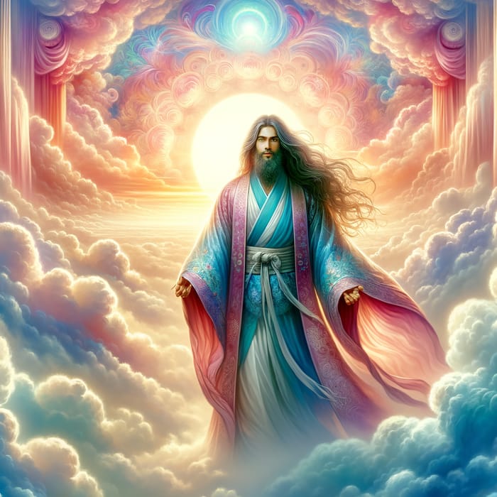 Divine Figure: Jesus Christ in Heavenly Light