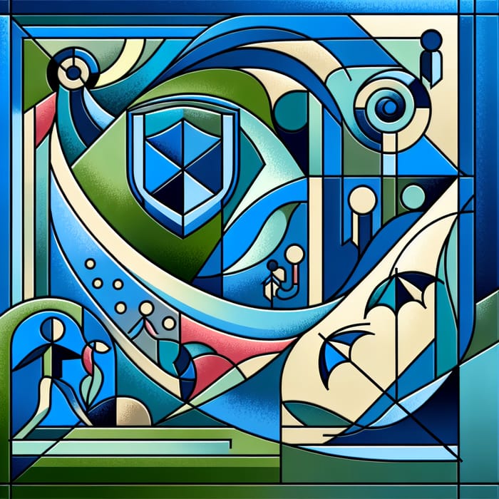 Child Protection Modern Art: Geometric Forms in Blue & Green