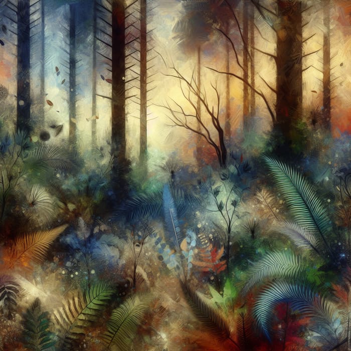 Abstract Forest Ecosystem: Mystic Flora and Wildlife