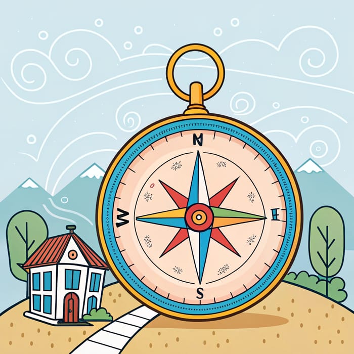 Cartoon Architectural Compass: North to West