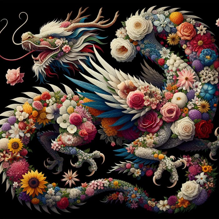 Graceful Dragon Floral Body Tattoo Design