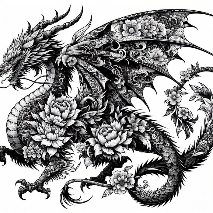 Dragon Flower Tattoo Design: Stunning Fantasy Ink Art