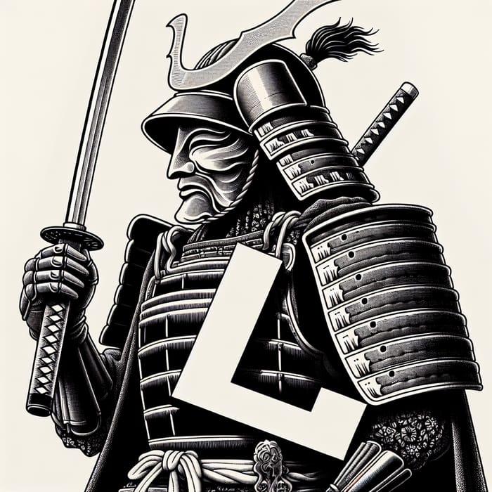 Anime-Inspired Samurai Art with Majestic 'L' Head