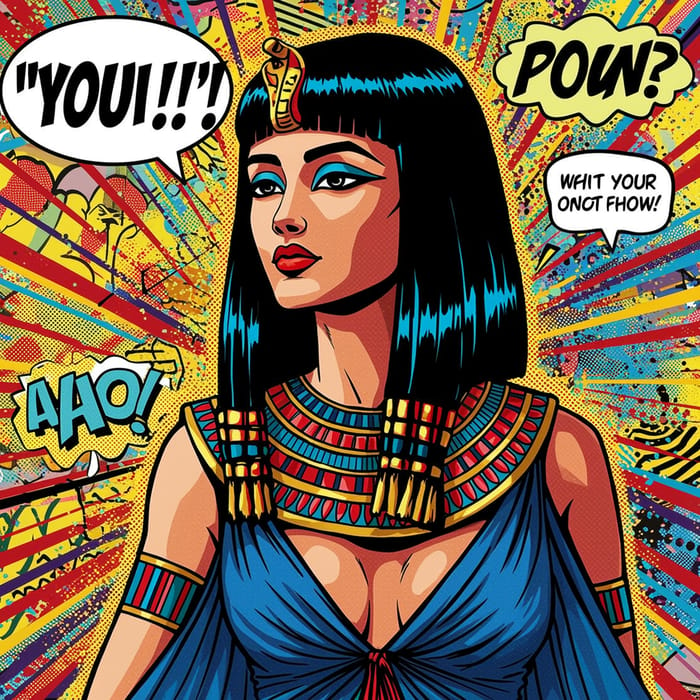 Bold Pop Art Interpretation of Cleopatra