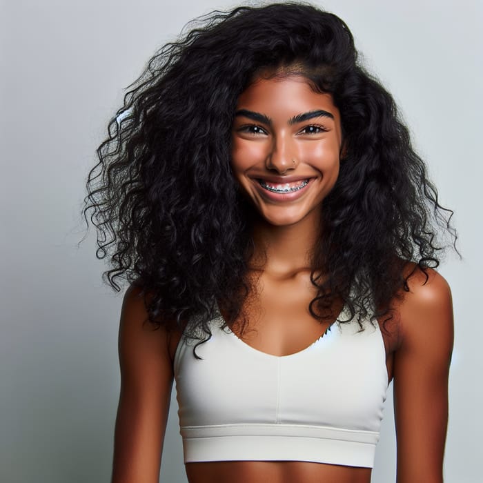 Tone Latina with Wavy Black Hair & Model Body, Beautiful Smile & Braces