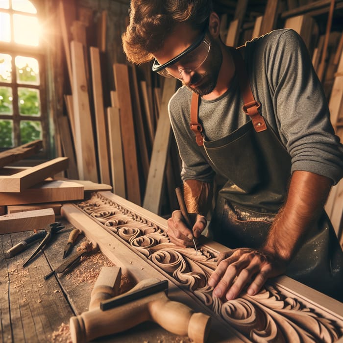 Dedicated Furniture Craftsman Creating Wooden Masterpiece | Workshop Scene