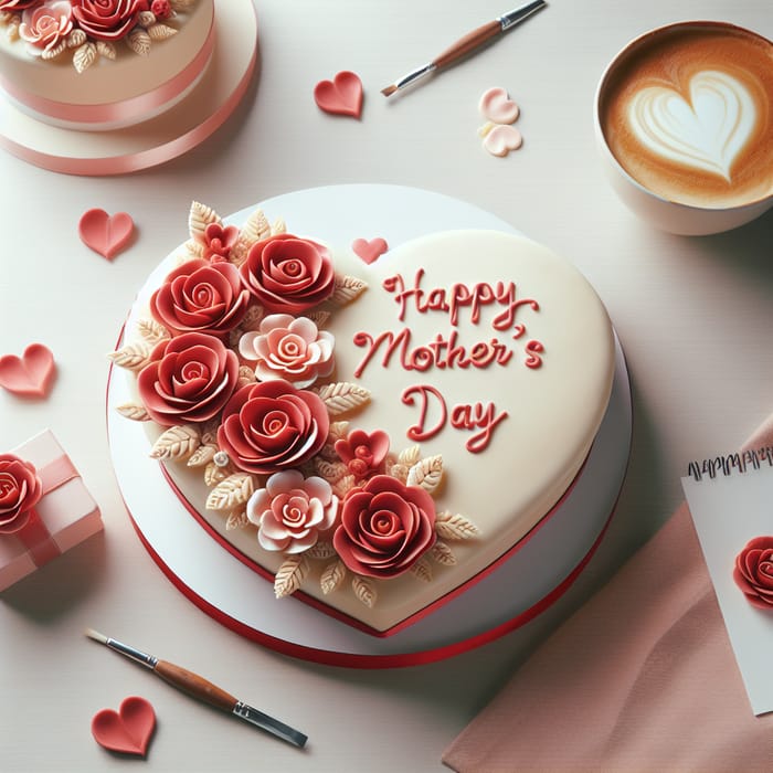 Heart-Shaped Mother's Day Cake with Roses