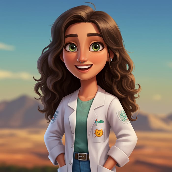 Pixar-Style Adventurous Female Scientist Image