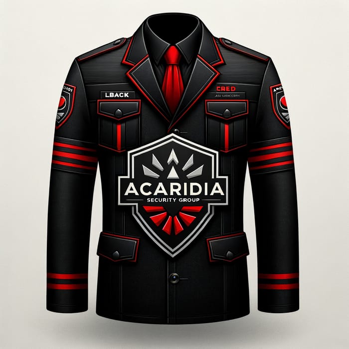 Neat & Professional Security Uniform in Black, Red & Gray | Acardia Security Group