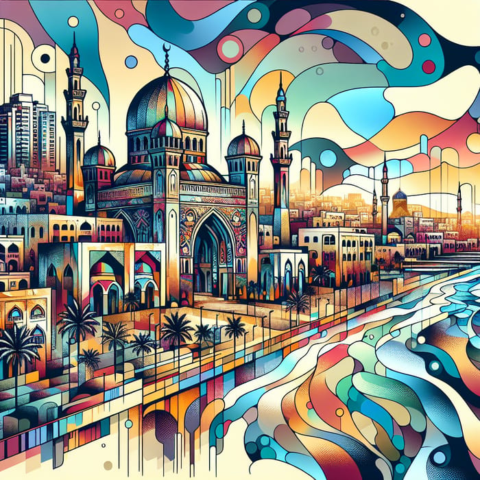 Gaza Cityscape Abstract Art | Vivid Colors & Tranquil Scenes