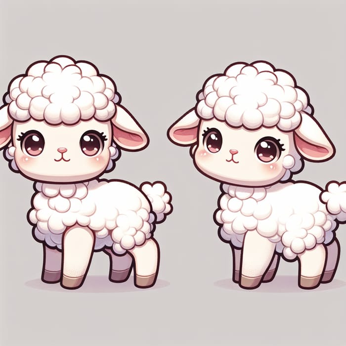 Cute Baby Sheep Front Side Pose Vector Illustration