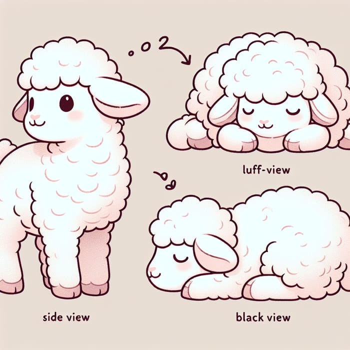 Cute Baby Sheep in Three Poses Vector Illustration