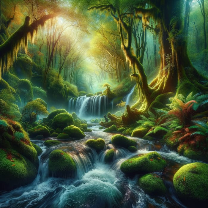 Mystical Forest with Hidden Waterfall: A Dreamy Escape