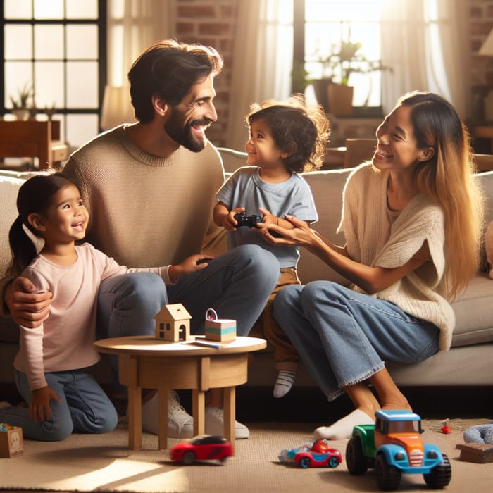 Happy Parents and Kids Sharing Joyful Family Moment