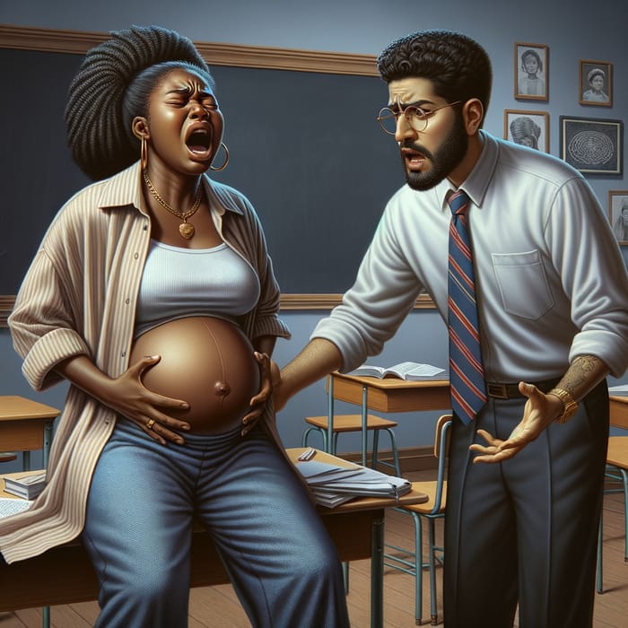 Intense Scene: Pregnant Woman Screams in Pain Giving Birth at School Intense Scene: Pregnant Woman Screams in Pain Giving Birth at School