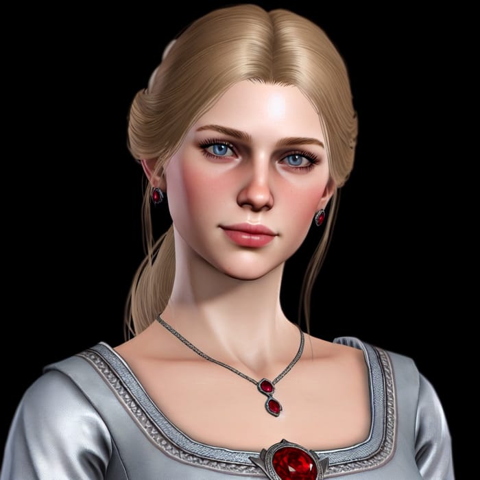 Ceryse Hightower: Noble Woman in Silver Gown with Blonde Hair Ceryse Hightower: Noble Woman in Silver Gown with Blonde Hair