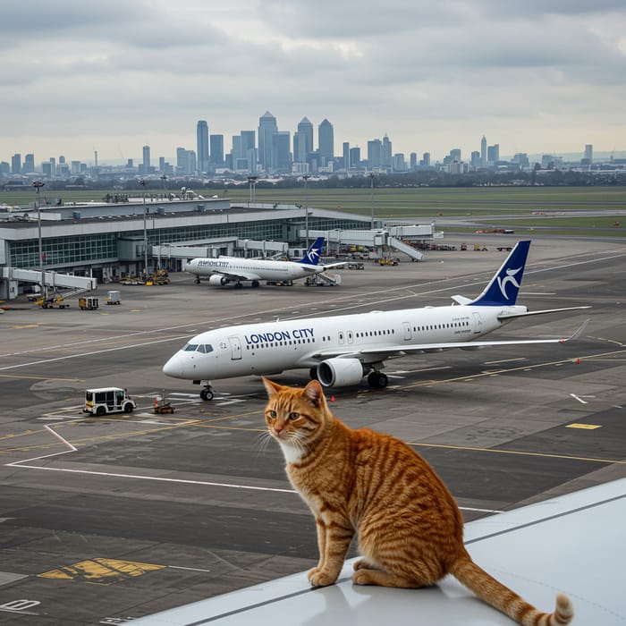Cat on a Plane at London City Airport