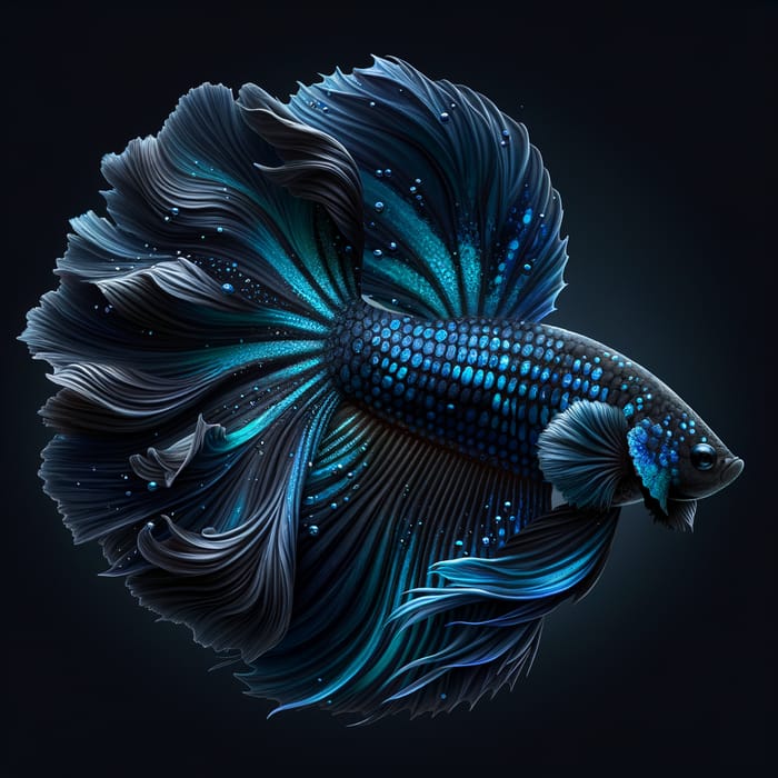 Avatar Betta Fish - Majestic HMPK Variety with Blue Fin and Black Body