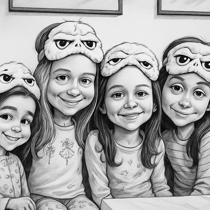 Fun Black and White Pajama Caricature Art Fun Black and White Pajama Caricature Art