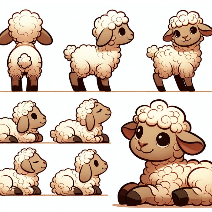 Cute Baby Sheep Poses - Vector Illustrations for Adorable Lamb Art