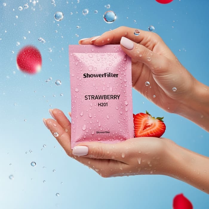 Elegant ShowerFilter Strawberry H201 - Product Photography Elegant ShowerFilter Strawberry H201 - Product Photography