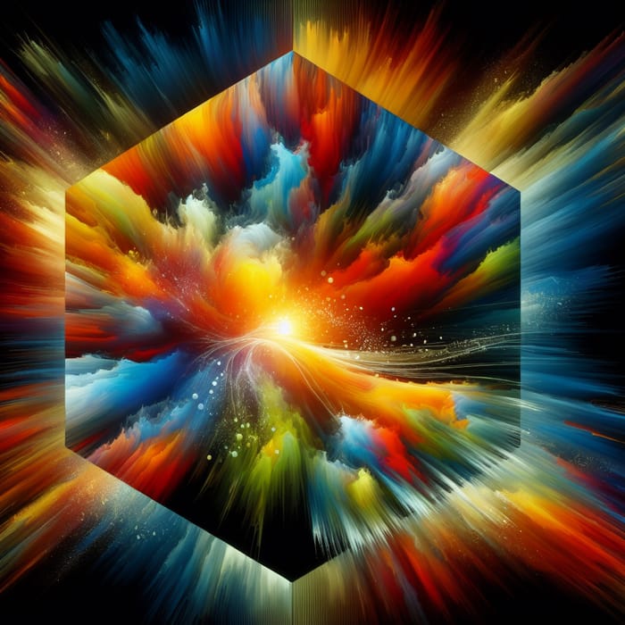 Vibrant Hexagon Explosion: Abstract Expressionism Art