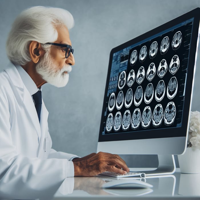 Experienced Radiologist Analyzing MRI Studies Online