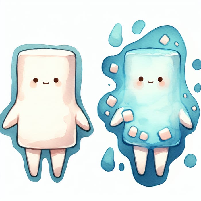 Little Squish: Charming Watercolor Sketch of Marshmallow Puddle Character