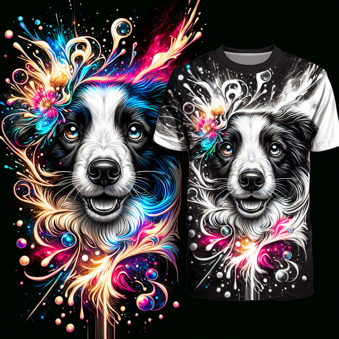 Cute Border Collie Tee Shirt Design | Hyperdetailed Eyes