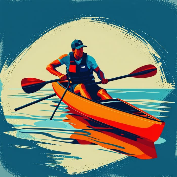 Color Minimalist Style Canoe Athlete