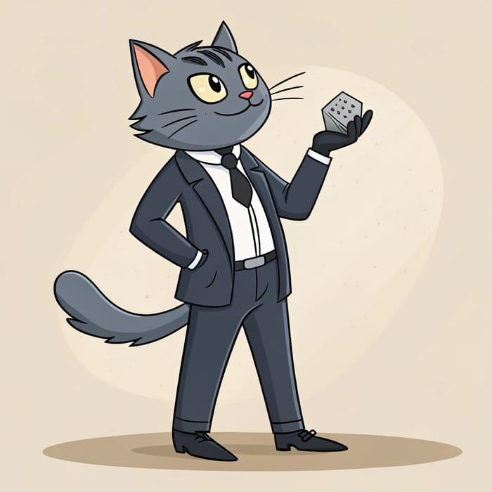 Sigma Chad Cat in Suit Holding Pumice Stone