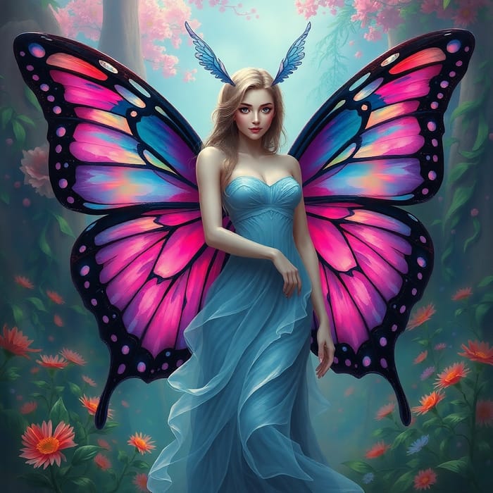 Surrealist Fantasy Art: Enigmatic Model with Wings