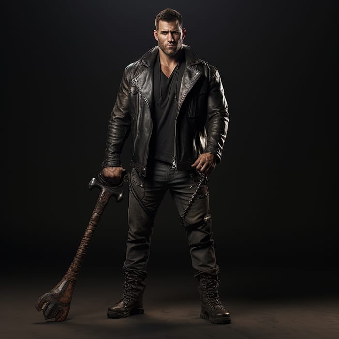 Brooding Man with Axe - Photorealistic Image