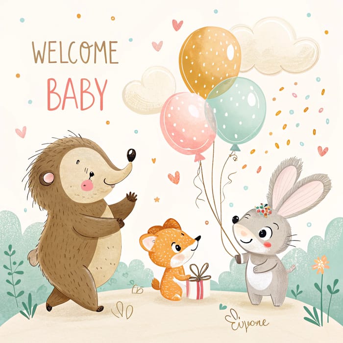 Charming Baby Shower Invitation with Adorable Animals